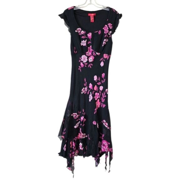 Vtg SANGRIA Womens Maxi Dress 100% Silk Dress Size 10 Floral Print Y2K Fairy - Picture 1 of 10